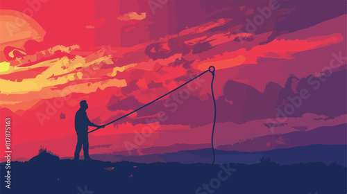 Silhouette person pulling rope question mark vector illustration