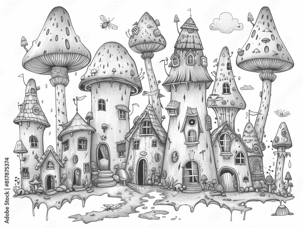 Fototapeta premium a Village Inhabited by Tiny, Gnome-Like Creatures