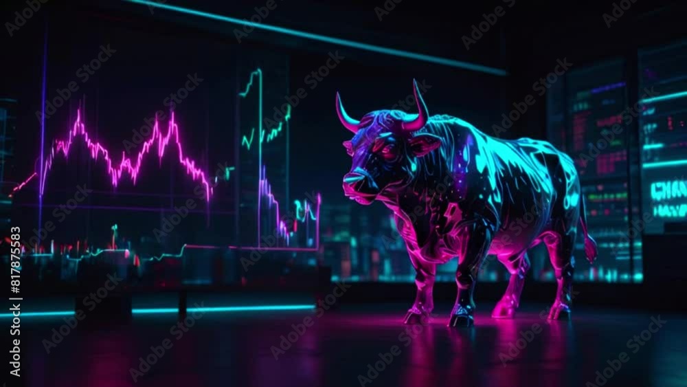 Bullish trend chart graph illustration in the context of the forex financial market, created by AI in a looping video format