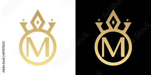 Letter M Crown Logo, Letter M Logo with crown Template for Sign Luxury Star Elegant Beauty,fashion