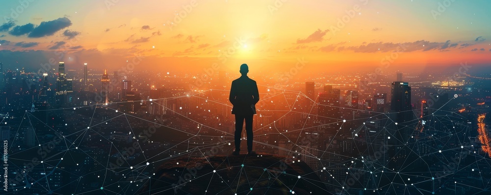 A businessman embracing the possibilities of Internet of Things (IoT) innovation to create new business models and drive growth.
