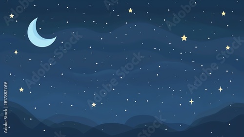 Night sky flat design top view celestial animation monochromatic color scheme