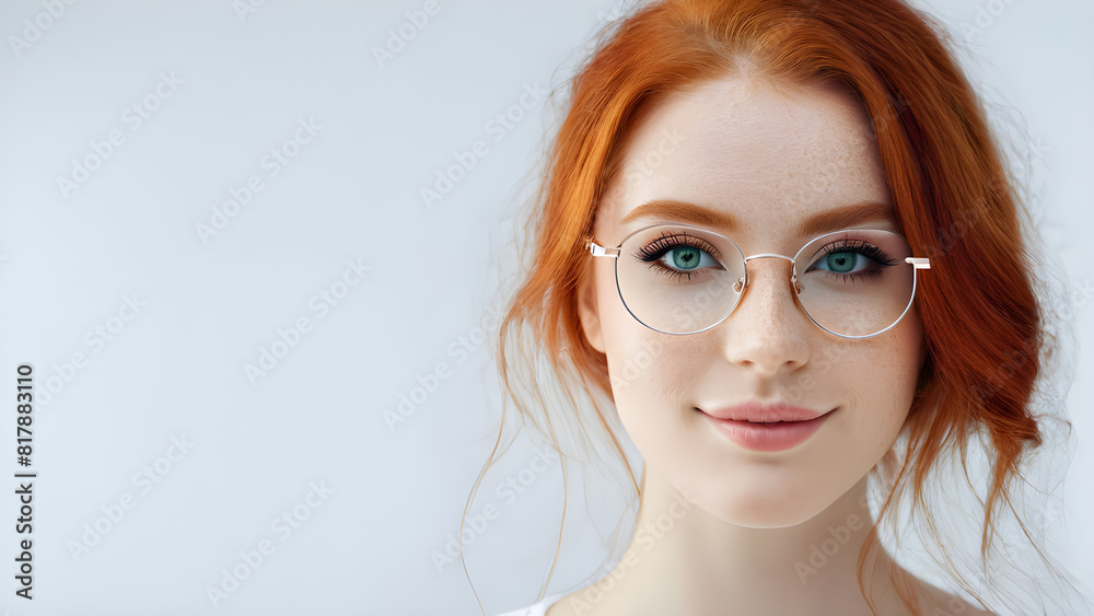 a woman wearing glasses with a white shirt and red hair a woman wearing glasses with a white shirt and red hair