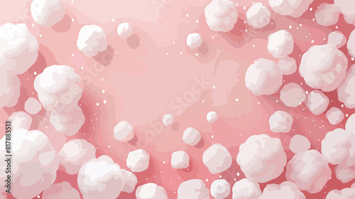 Soft cotton balls on pink background Vectot style vector