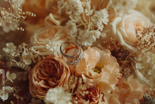 rose flower bouquet wedding ring