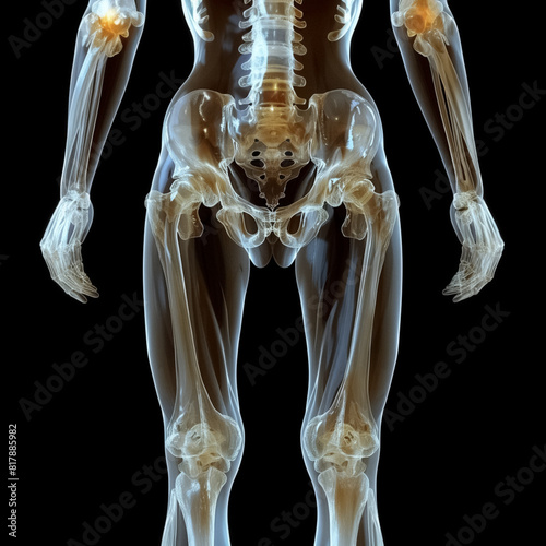 Medical illustration of a human hip, AI generated