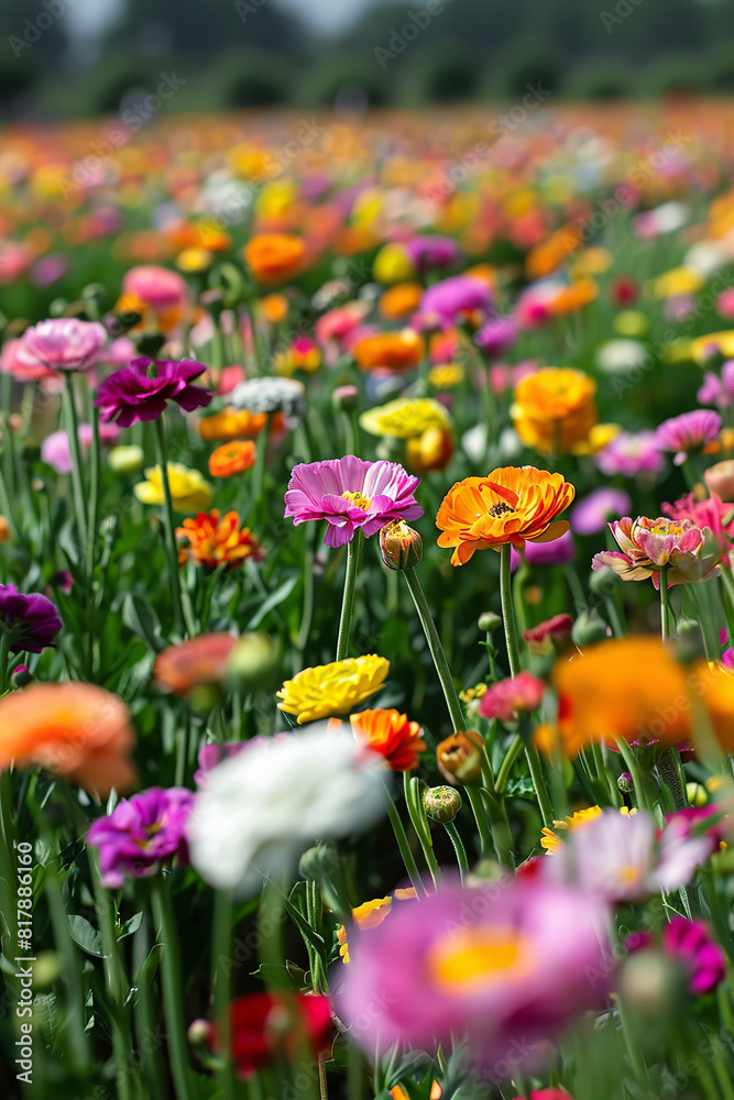 Fototapeta premium Vibrant Flower Farm in Full Bloom on a Sunny Day 
