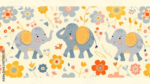 Charming Elephant Joy Seamless Pattern Delight 