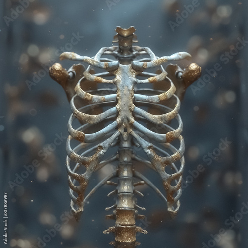 Medical illustration of a human chest with lungs, AI generated