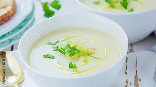 A light and refreshing vichyssoise soup