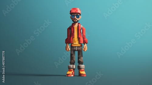 3d render of a person standing on a ladder