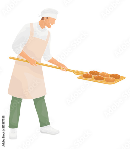 male   character baker with bread shovel