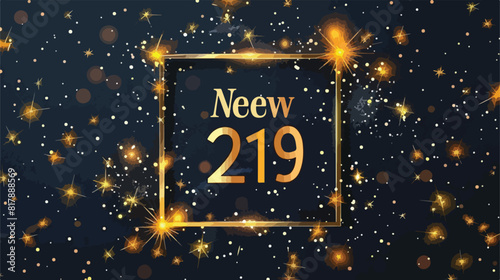 Square frame with new year 2019 lettering Vectot style