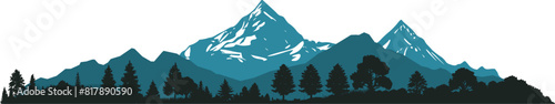 Vektor Silhouette Berge Gebirge - Alpen in Europa - Kanada Nationalpark - Wunderschöne Landschaft - Natur Erlebnis Urlaub