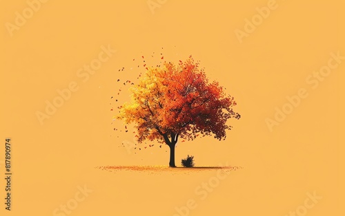 tree flat design side view autumn theme animation Complementary Color Scheme