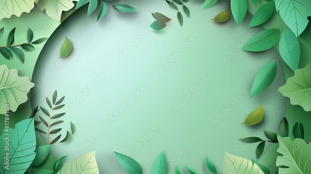A picture of a frame made of leaves Abstract Green foliage ,generative ai