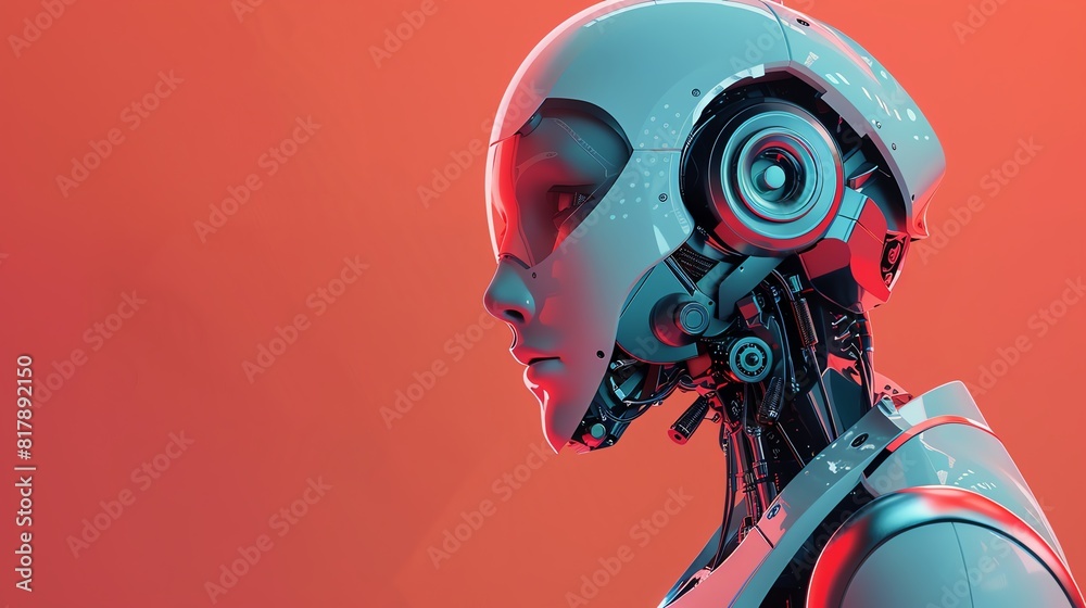 robot flat design side view cyberpunk theme 3D render Tetradic color scheme robot flat design side view cyberpunk theme 3D render Tetradic color scheme