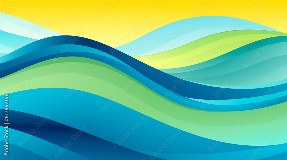Abstract background with curved lines, soft contrast, blue, green and yellow colors. Abstract background with curved lines, soft contrast, blue, green and yellow colors.