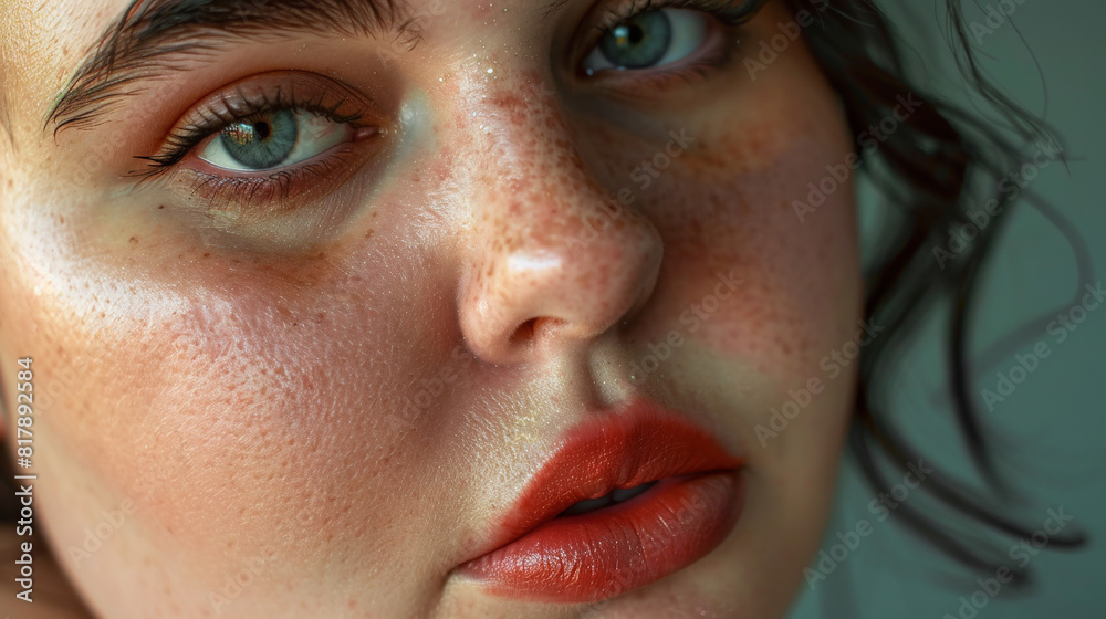 Naklejka premium Portrait of the woman face body positivity