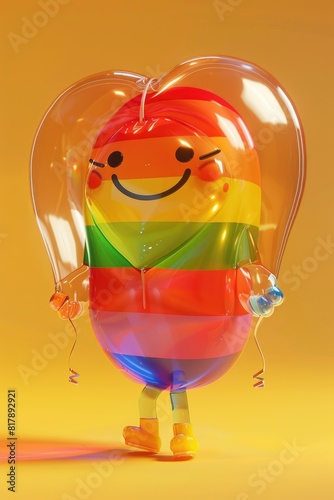 High Resolution 3D Render of Cartoon Character with Vibrant Pride Colors photo