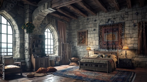 Medieval Castle Bedroom A Captivating Escape into Historical Luxury © Sittichok