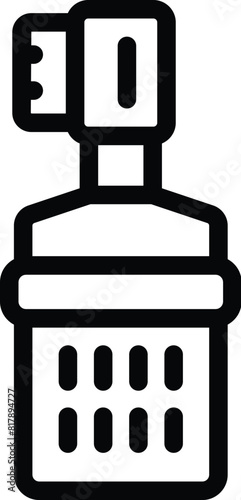 Medical throat spray icon vector illustration for health medication and pharmaceutical treatment in black and white silhouette design. Isolated on white background