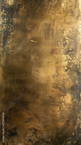 Heavily textured wall surface covered in vibrant paint splatter splatters in gold. Abstract grunge concept.