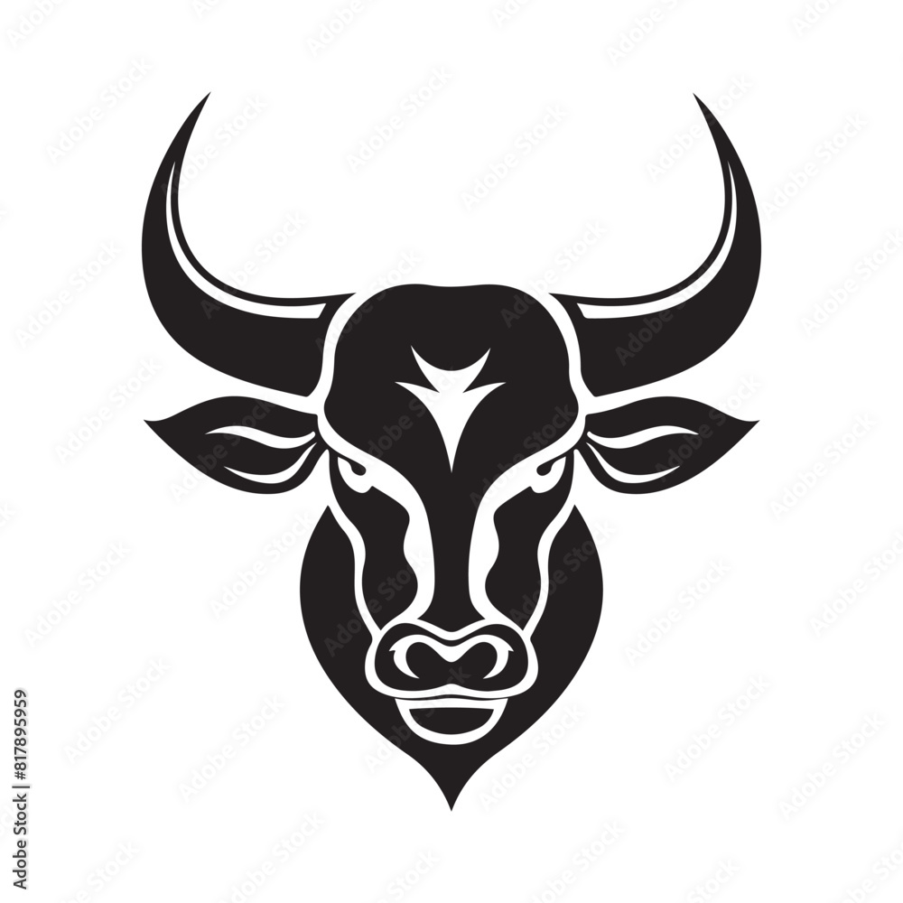 Elegant Bull View Front Logo Design Inspiration Vector isolated on white Elegant Bull View Front Logo Design Inspiration Vector isolated on white