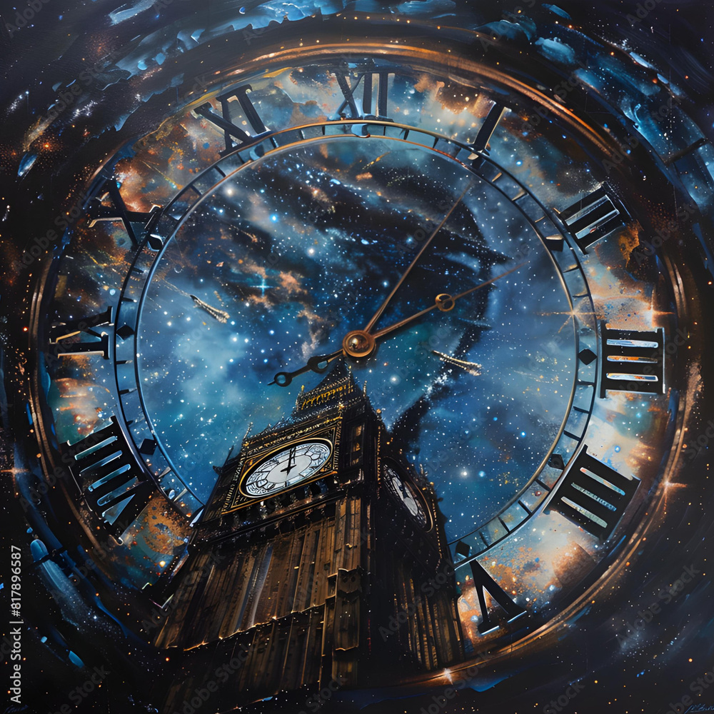 Obraz premium Against the Starry Sky: Silhouette of Big Ben