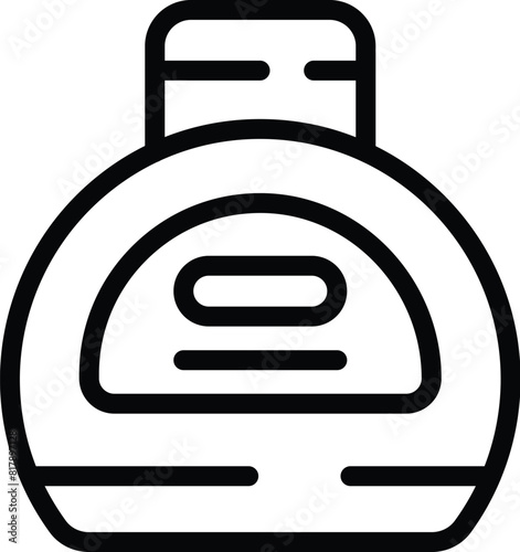 Black and white line art vector illustration of a contemporary vacuum cleaner design