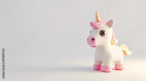 3D Render of a cute unicorn on a white background