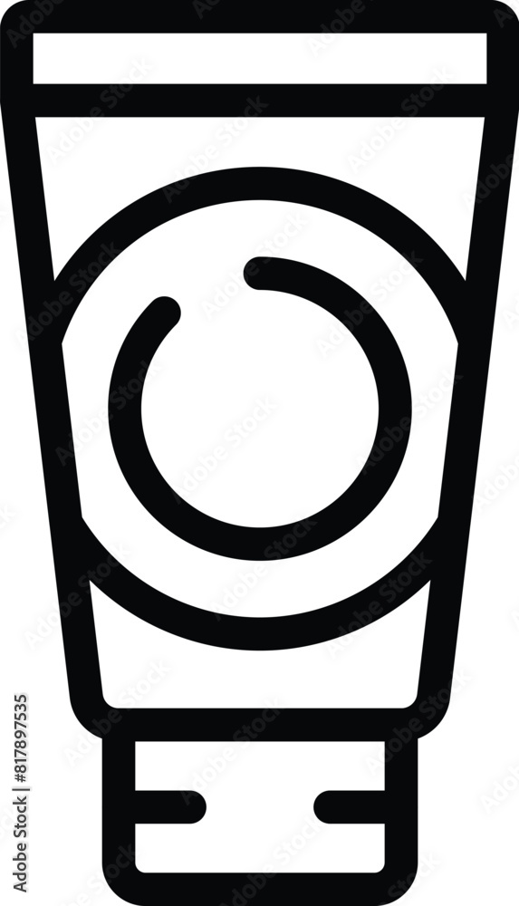 Black and white line art illustration of a simple cosmetic tube icon Black and white line art illustration of a simple cosmetic tube icon