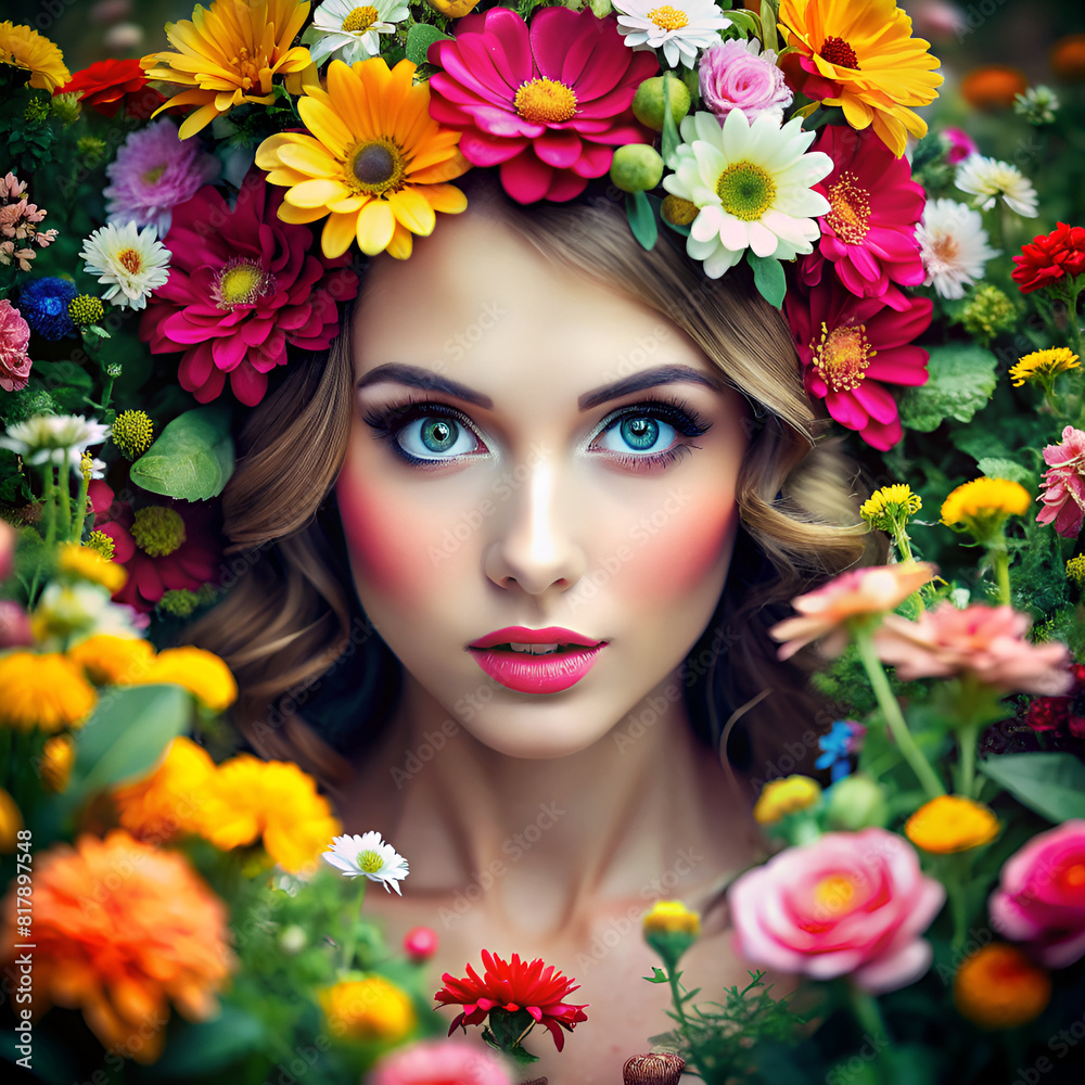 girl with flowers girl with flowers