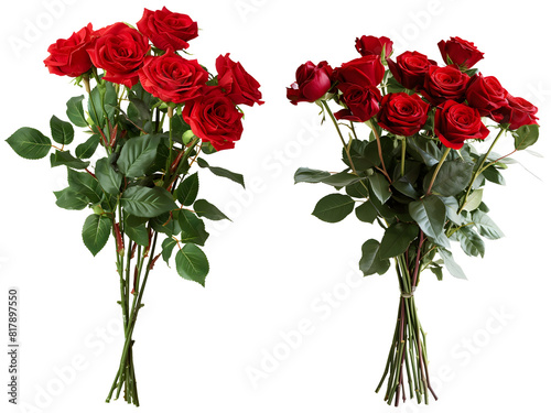 bouquet of red roses isolated png on transparent background