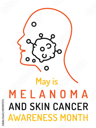 Skin cancer, malignant melanoma vertical poster in outline style