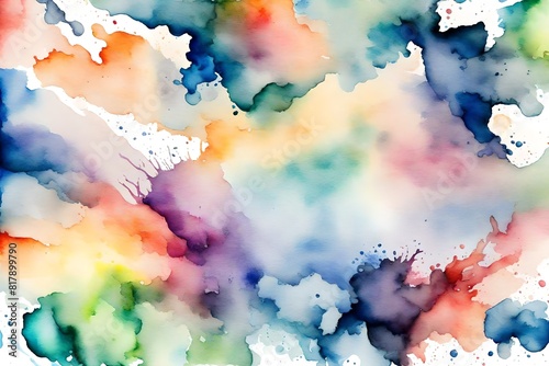 A visually descriptive and detailed watercolor background, with a dynamic blend of colors that creates a sense of depth and dimension. photo