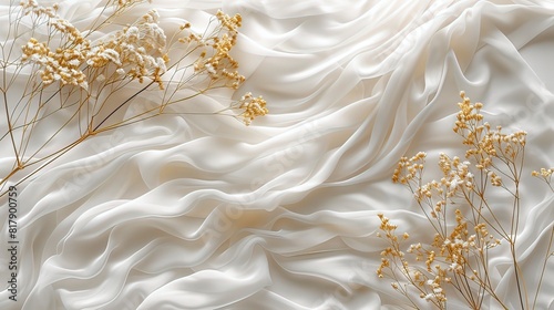 Textured White Fabric with Gold Flecks