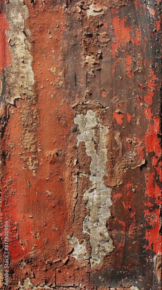 Detailed view of old wooden surface with peeling paint. Vintage texture concept