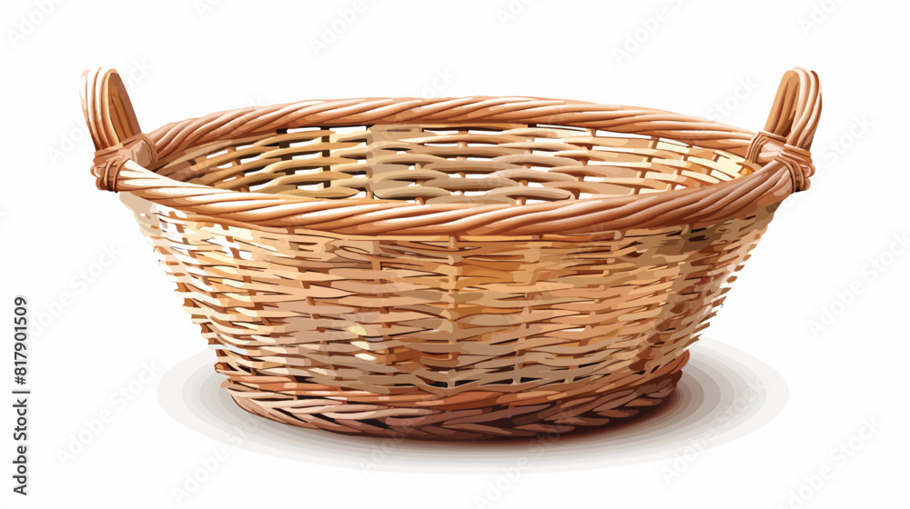 Stylish wicker basket on white background Vectot style