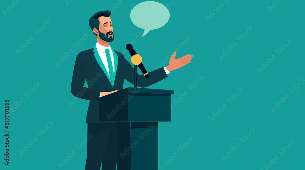 A skilled public speaker accentuates points with engaging gestures to connect with listeners. A skilled public speaker accentuates points with engaging gestures to connect with listeners.