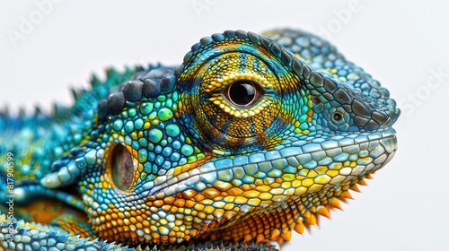 Vibrant Blue Iguana Head Close-Up Portrait