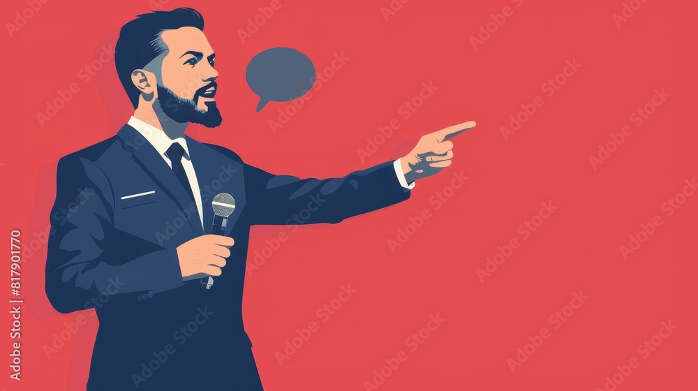 A skilled public speaker accentuates points with engaging gestures to connect with listeners. A skilled public speaker accentuates points with engaging gestures to connect with listeners.