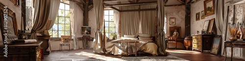 Renaissance Sketch Style Studio Bedroom A Haven of Creative Mastery and Innovation photo
