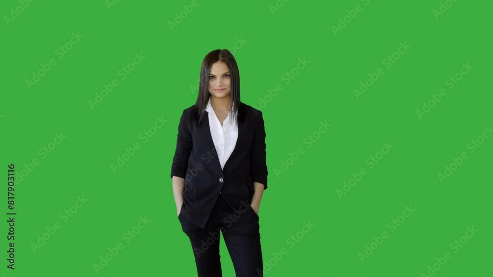 Attractive Young Businesswoman Standing Against Green Screen Background Attractive Young Businesswoman Standing Against Green Screen Background