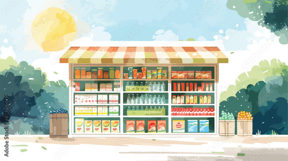 Supermarket shelf with big storage of one level and style