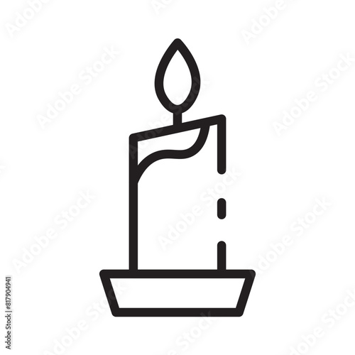 Candle Dinner Fire Line Icon