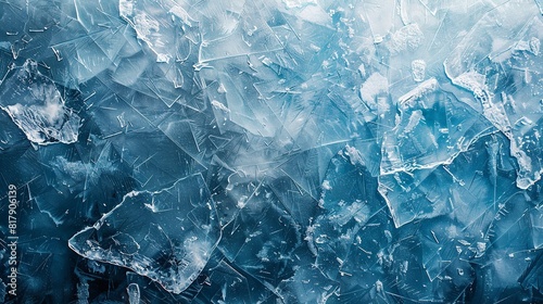 A close shot of natural scratched ice with dark and blue surface for text or advertisement product background purpose, Generative AI.