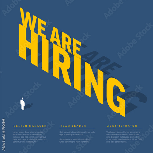 We are hiring minimalistic flyer template with man icons photo