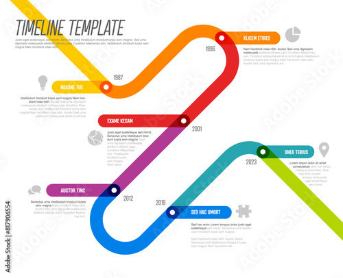 Thick line Infogrpahic graph diagonal timeline diagram template