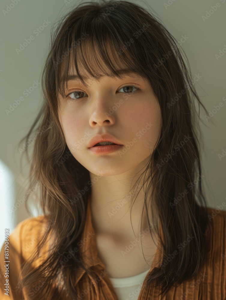 japanese fashion model girl with brown hair bangs, ai japanese fashion model girl with brown hair bangs, ai